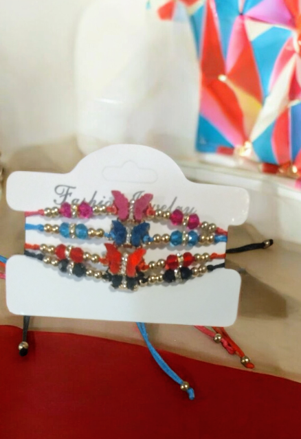 Set de 4 pulseras de mariposa