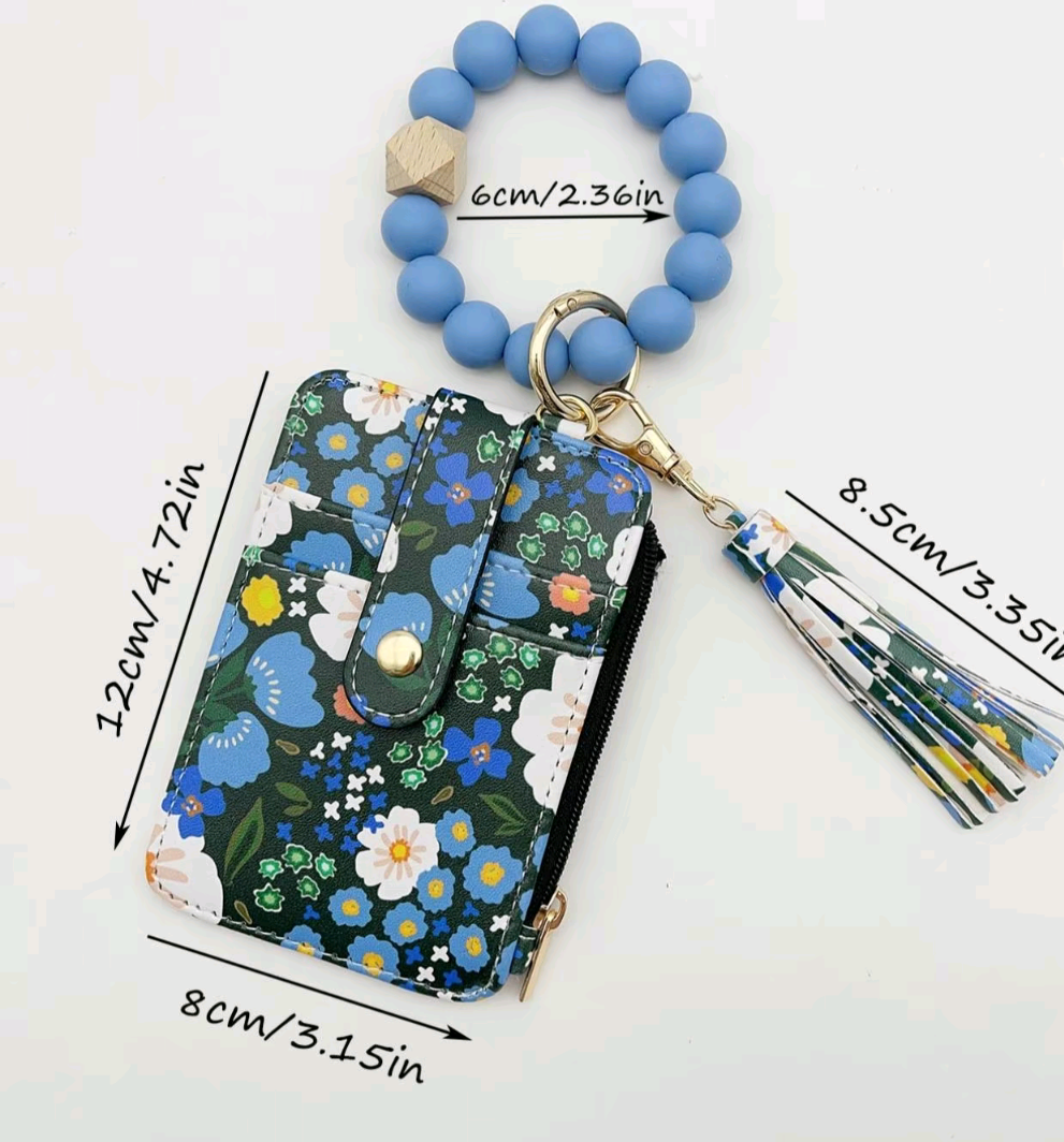 Llavero en Forma de Pulsera Floral y Porta Tarjeta 💐