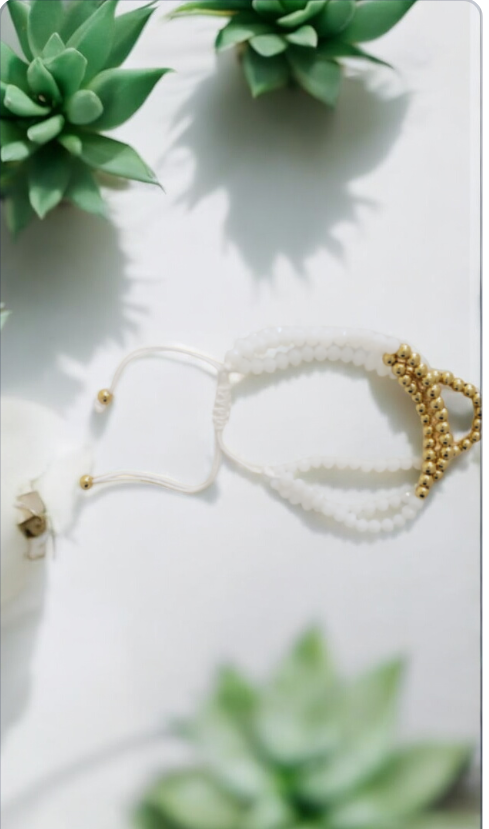 White Bracelet with Gold