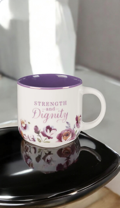 Diario Floral Morado con cita Bíblica yTaza para café  💐  🟣