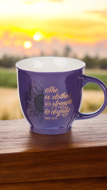 Diario y Taza para café de Girasoles con citas Biblicas