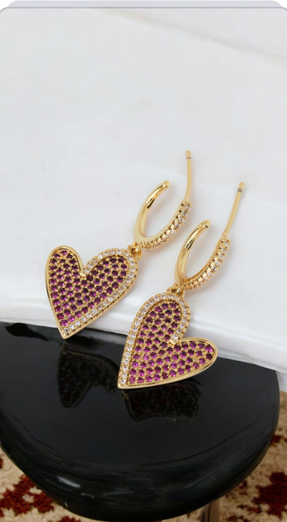 Fuchsia Heart Earrings