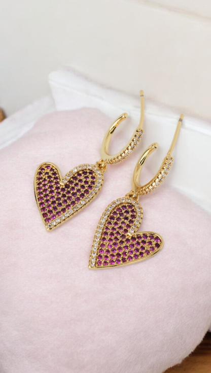 Fuchsia Heart Earrings