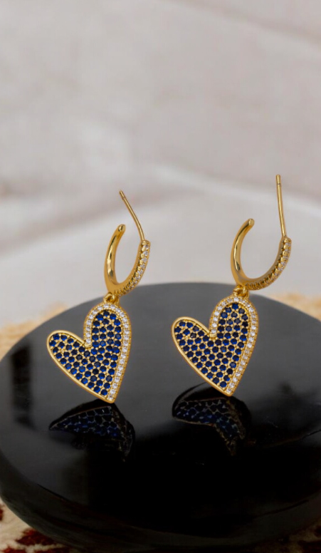 Navy Heart Earrings