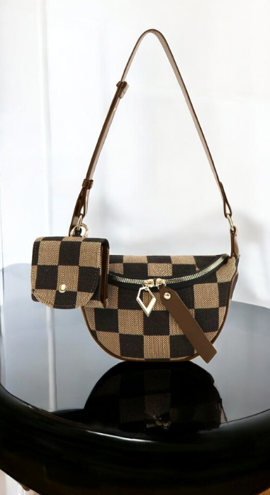 Elegant Brown and Black Crossbody Bag