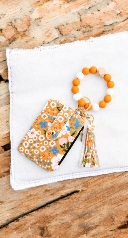 Llavero en Forma de Pulsera  Floral y Porta Tarjeta 💐