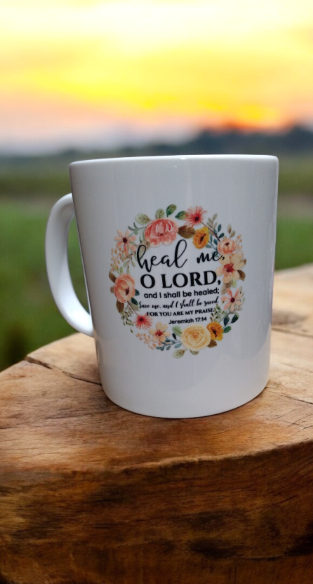 Taza para café con cita Biblica y detalles florales 🌸