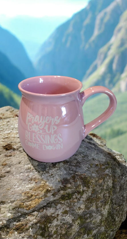 Taza para café con cita Biblica en Rosada.