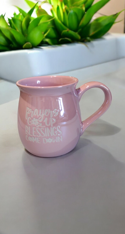 Taza para café con cita Biblica en Rosada.