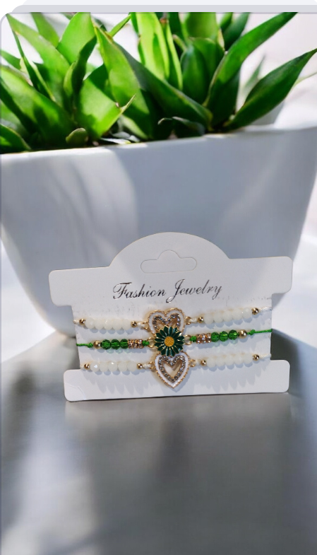 Set de pulsera corazón Blanco